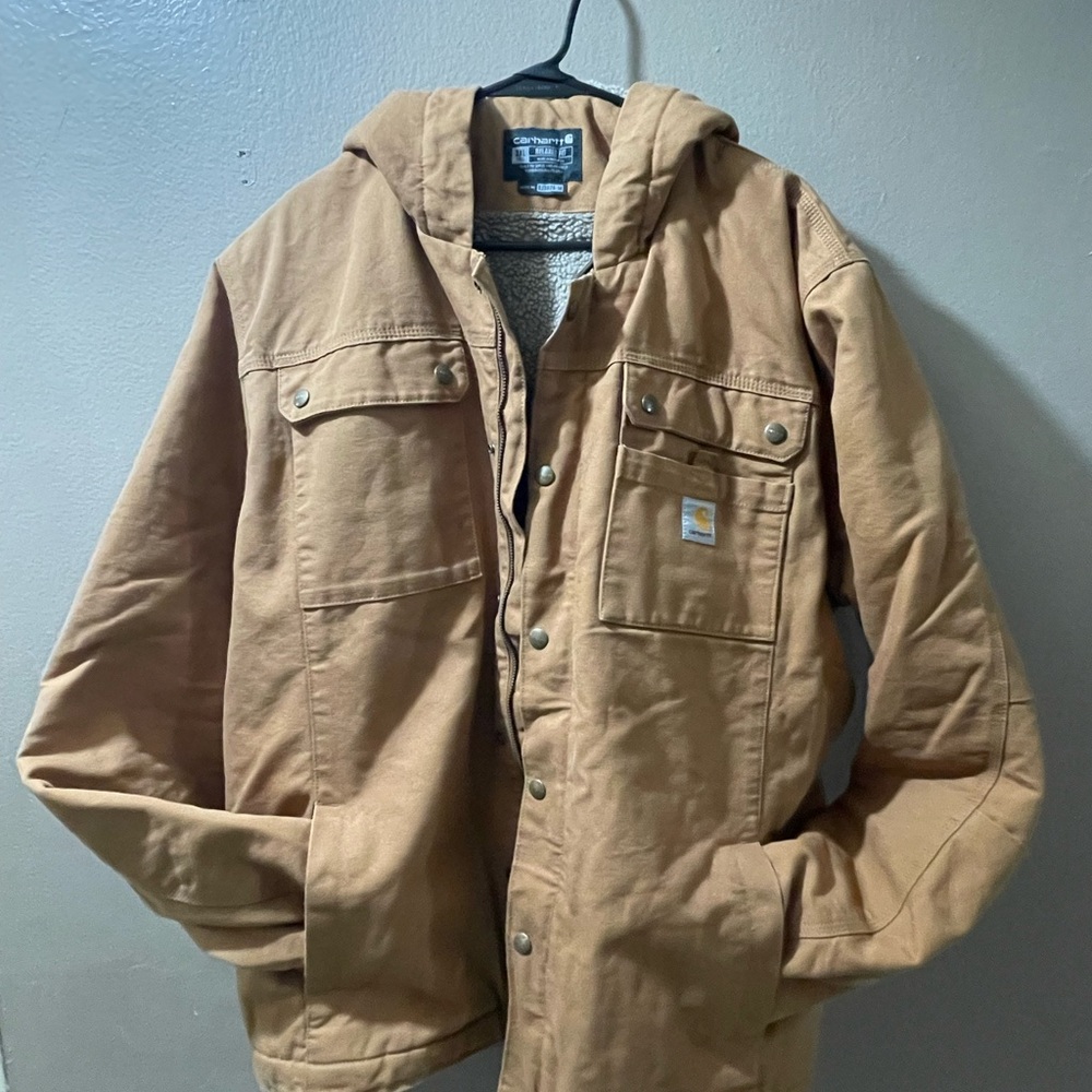 Vintage Carhartt Men's Brown Hooded sherpa Field Jacket